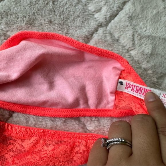 Victoria Secret PINK | Coral Lined Lace Bralette / Bandeau | Size Extra Small - Picture 9 of 15
